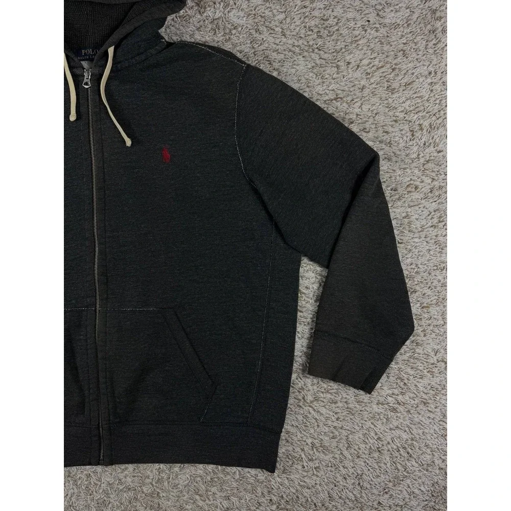 Polo Ralph Lauren Full Zip Hoodie XXL Charcoal Gray Cotton Blend Pony Logo